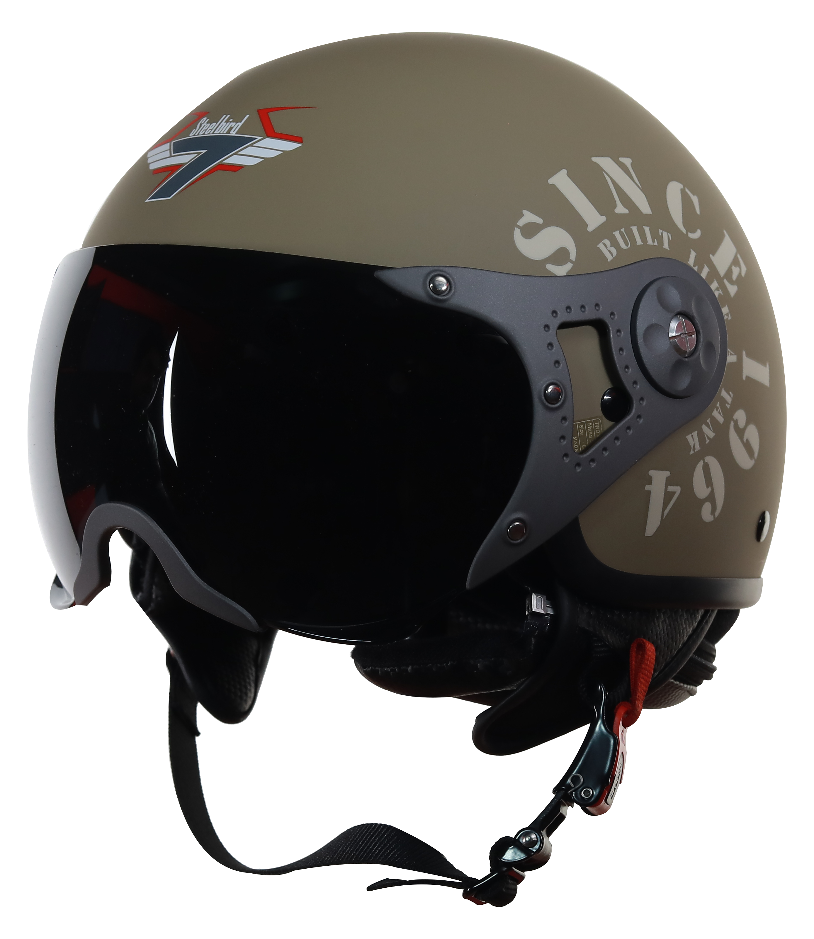 Steelbird SB-27 7Wings Tank Open Face Graphic Helmet (Matt Desert Storm Desert Storm With Smoke Visor)